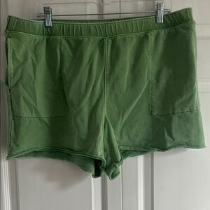 Vibrant Light Sage Green Athletic Shorts with Elastic Waistband & pockets